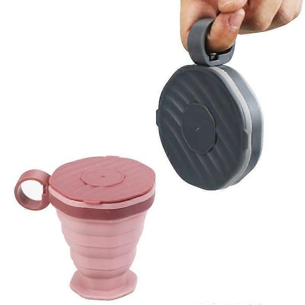 Utendørs turkopp sammenleggbar silikonkopp bærbar åttekantet sammenleggbar vannkopp for kaffe og te Pink