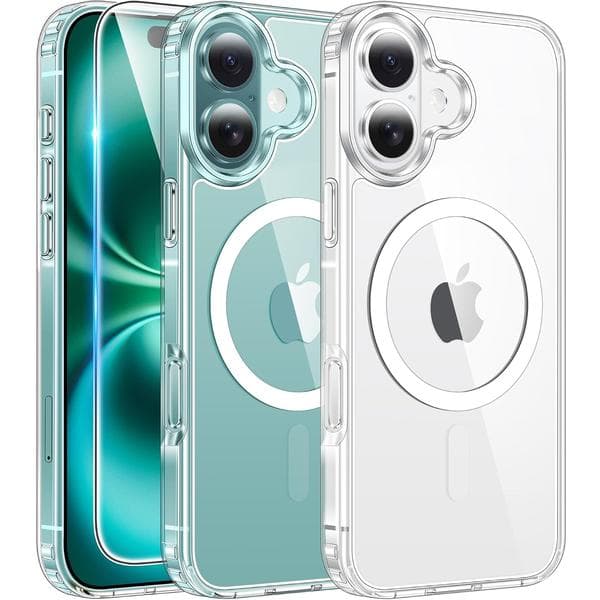 iPhone 16 Case: Magnetic Military-Grade Drop Protection, Anti-Yellowing - Robust Shockproof Protective Clear Cases