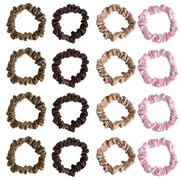 16 stk sateng hårstrikker for søvn natt scrunchie, hårtilbehør hårbånd hodeplagg for kvinner stil 2