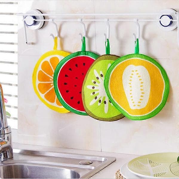 Fruktmönster tecknad handduk kökshandduk orange