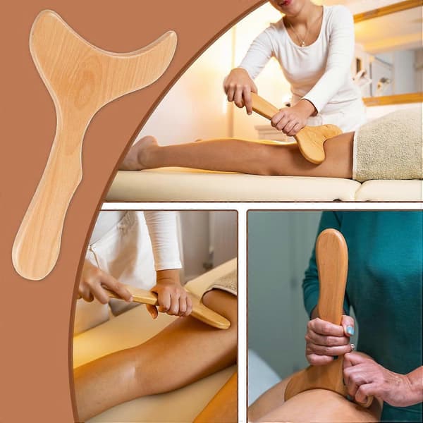 Træterapi massageværktøjer, 4 i 1 lymfedrænage massager kropsskulptur