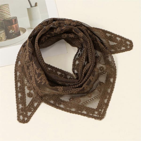 Pustende polyester bandana skjerf med blomstertrykk, hodeplagg, justerbart hodeplagg for sesonganledning, kaffe Coffee