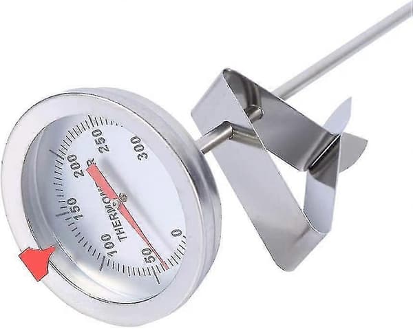 Stegetermometer, 12\" langt stegetermometer i rustfrit stål med klips til mad, kød, hjem Z