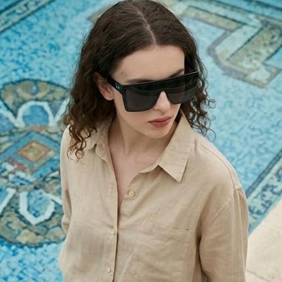 Oversized Sunglasses, Unisex, Flat Top, Square, Stylish Sun Protection