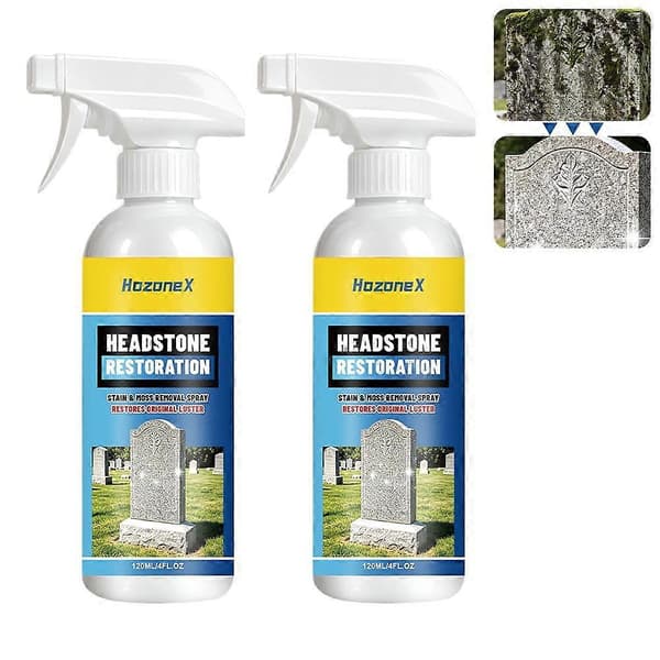 Gravstensrestaureringsspray 120ml - Mossborttagare & Stenljusare 2pcs
