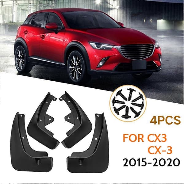 Stänkskydd fram och bak för Mazda CX-3 2015-2020, svart PP stänkskyddssats Black