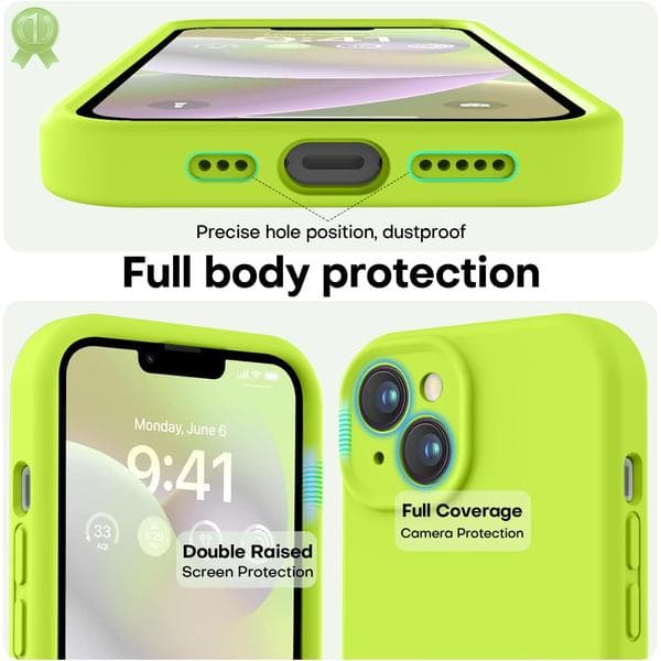 iPhone 14 Premium silikondeksel med mikrofiberfôr, støtsikkert - Grønn