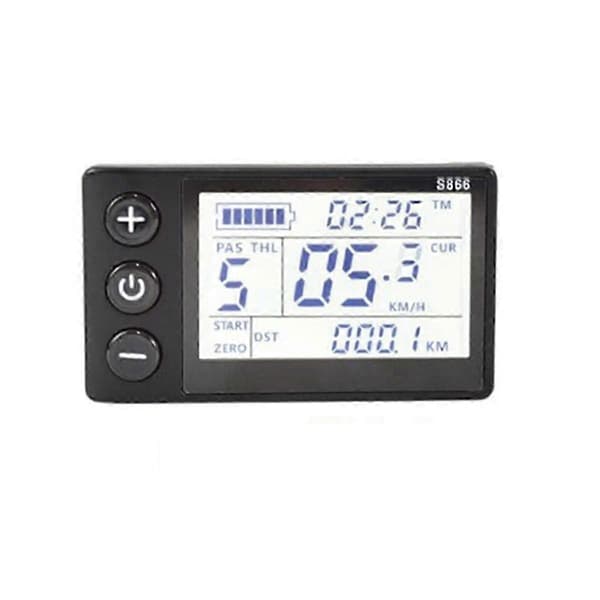 S866 Elektrisk Sykkel LCD Display E-Sykkel Elektrisk Scooter Display Meter Kontrollpanel med Vanntett Svart