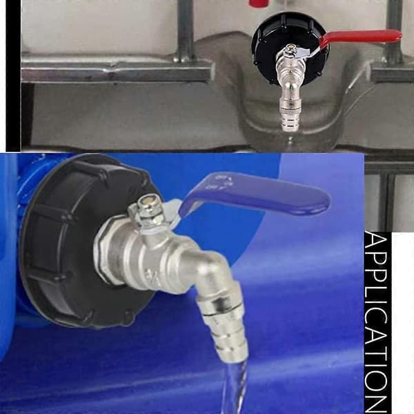 2 stk. IBC-tankadapter, IBC-forbindelse S60x6 til 4 vandrørshaneforbindelse 1/2 tomme groft gevindslangefitting