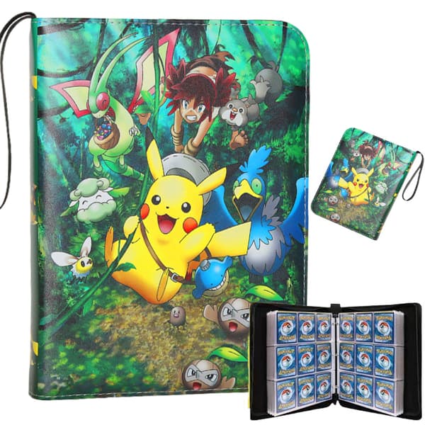 Samleralbum, mappe til samlekort, kompatibel med-Grøn Pikachu, 9 gitre, 50 sider, 900 kort