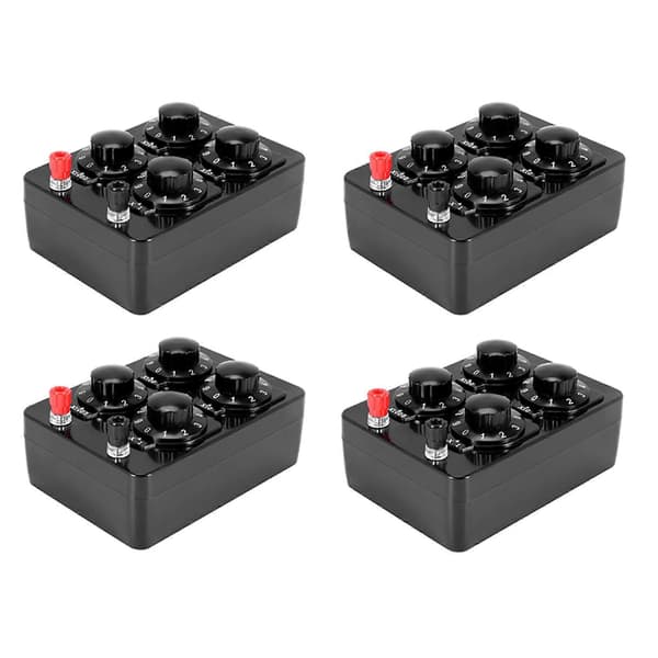 4X 0-9999 Ohm Enkel Modstandsboks Præcision Variabel Dekade Modstand Undervisningsinstrument Black