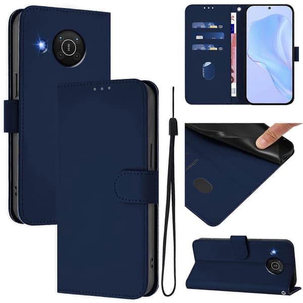 Ensfarget PU-deksel til Nokia X20 / X10 Navy Blue