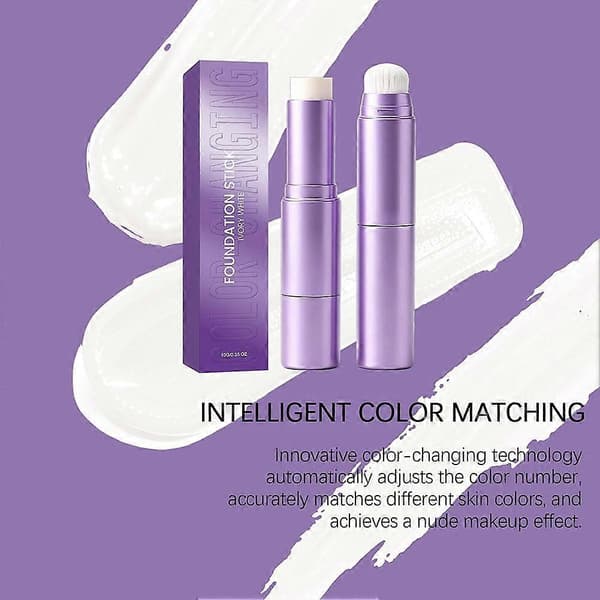 2-i-1 Farveskiftende Foundation Stick Dobbelt-endet med Børste til Touch-Ups ivory white 1pcs