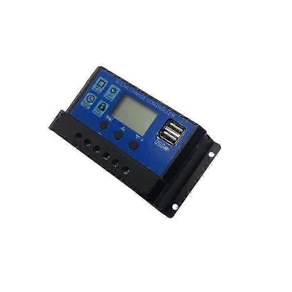 30A 12V Solar ladekontroller Generator24V med USB-porter Bakgrunnsbelyst display