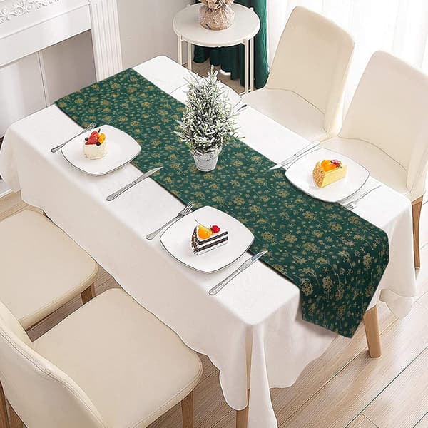 Christmas Table Runner Embroidered Table Runner Decor Snowflake C