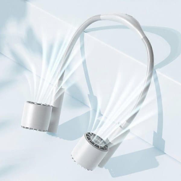 USB genopladelig halsventilator, håndfri dobbeltventilator mini luftkøler til udendørs sommer