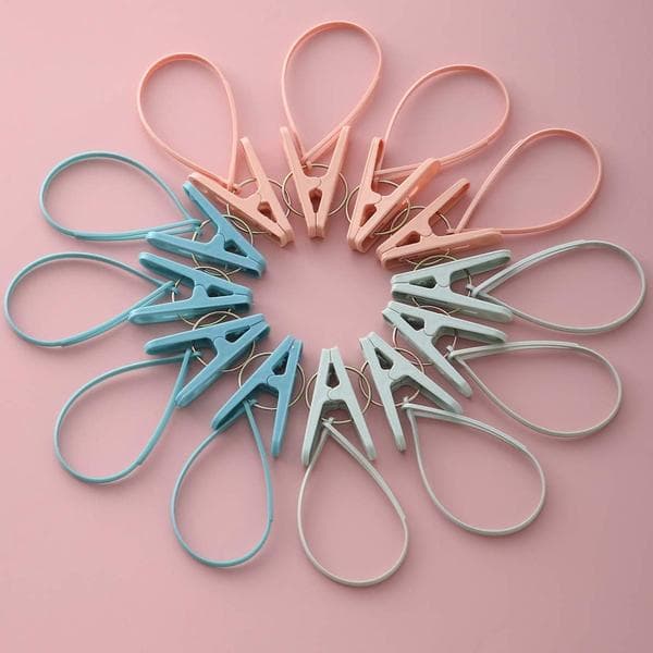 Small Mini Clothes Peg with Plastic String, 24 Pieces, as I