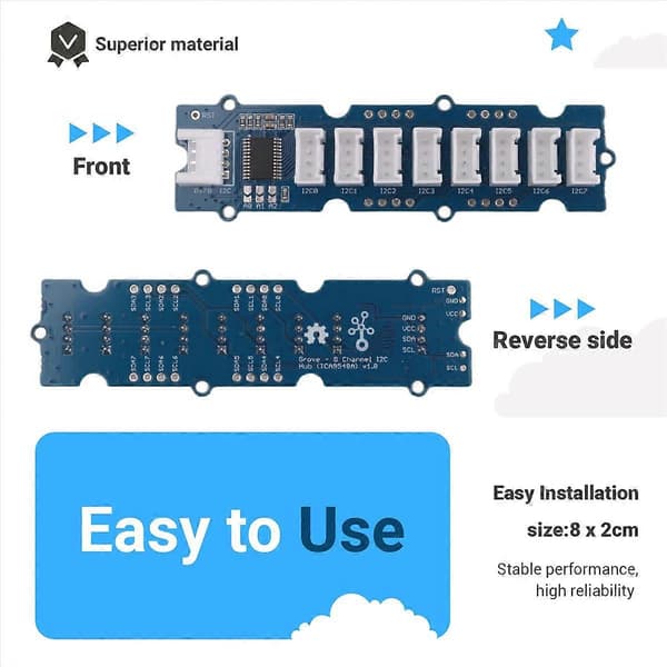 8-kanals multiplexer/hub understøtter 3.3V/5V system flere enheder