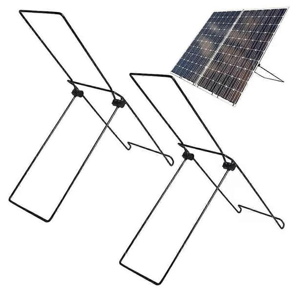2 stk Hage Solcellepanel Stativ Solcellepanel Holder Stålpanel Mobilt Stativ Sammenleggbart Solcellepanel Støtte Svart