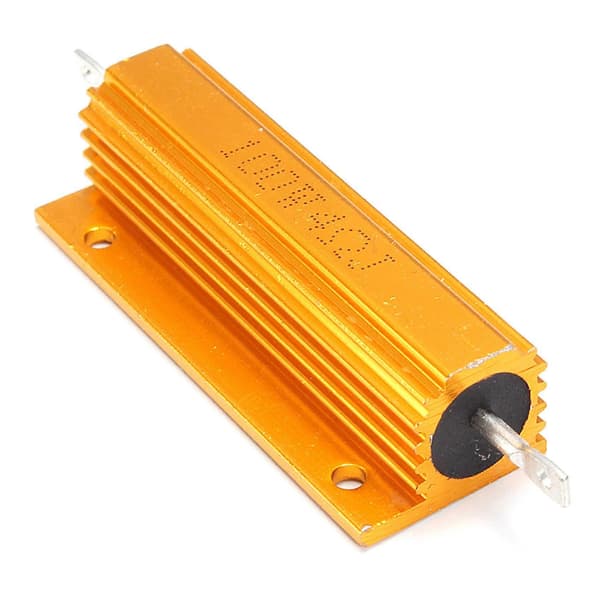 2X Guld Aluminium Kapslet Effektmodstand Modstand 100W, 4 Ohm 4R Guld