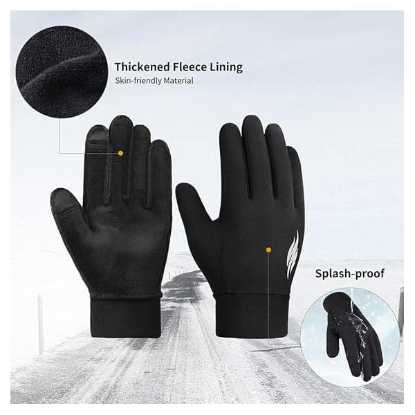 Winter Running Gloves for Kids - Flame Pattern Touchscreen Warm Gloves