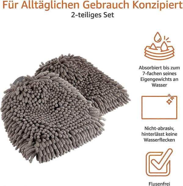 Deluxe Mikrofiber Bilvaskehandsker - Pakke med 2 Grå