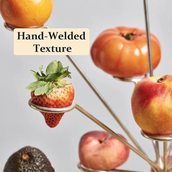 Exploding Fruit Bowl Centerpiece - Modern Metal Fruit Stand with 360 Degree Multi-Arm Display, Art Sculpture Bowl for Kitchen & Dining Table Decor