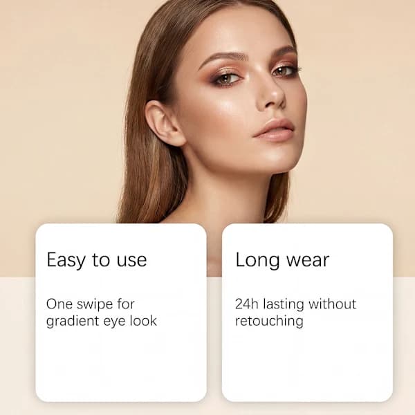 Gradient Eyeshadow Stick (Rose Gold) - Smooth Texture, Natural Color Rendering, Portable and Easy to Use.