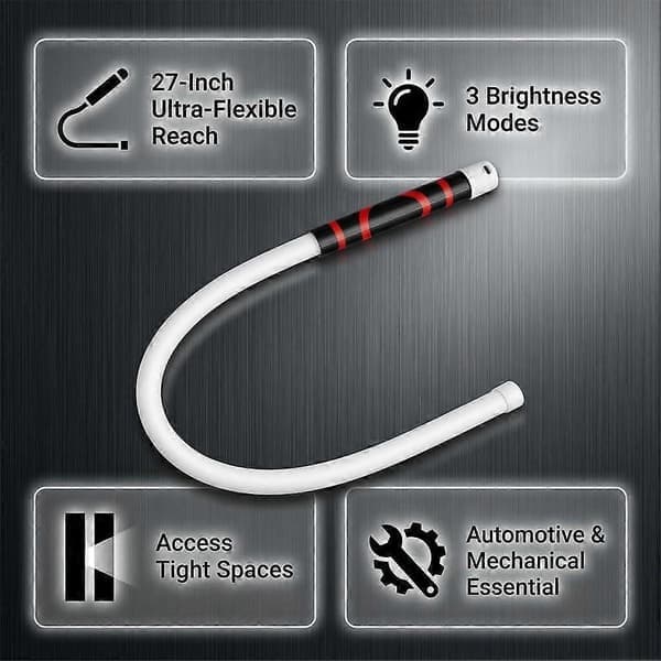 2-pack Flexible LED Light Strip, Bendable Rechargeable Work Light with High Lumen, 3 Brightness Modes, Hands-Free for Car Workshop