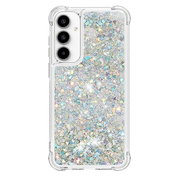 TPU Glitter Sandblåst Støtsikkert Mobilskall til Samsung Galaxy A56 5G Silver/Hearts