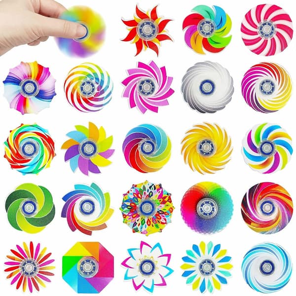 Fidget Spinners 18-pack, Mini Akryl Finger Spinners, Inga Batterier, Blandade Stilar för Partyfavoriter Klassrumspriser 18pcs