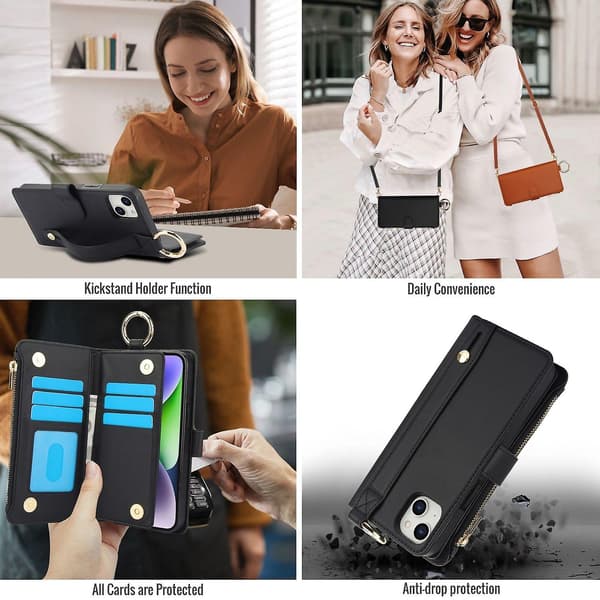 Crossbody Plånbok Läderfodral För iPhone 11 Pro Max / 11 Pro / iPhone 11 Black For iPhone 11