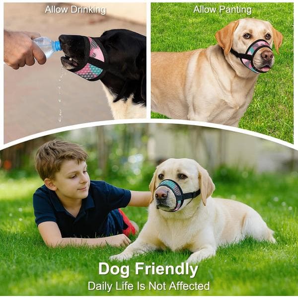 wxsp Dog Muzzle Breathable Mesh for Small, Medium and Large Dogs, Adjustable Snout Muzzle Soft Dog Training Muzzle Prevents Biting, Chewing