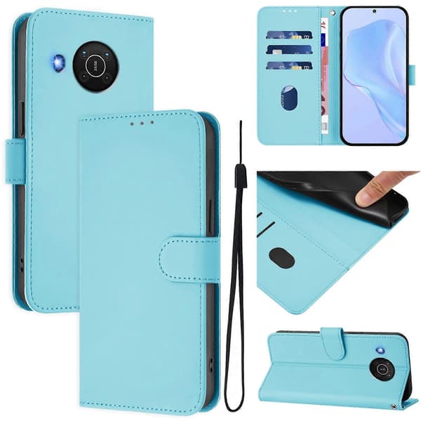 Ensfarget PU-deksel til Nokia X20 / X10 Sky Blue