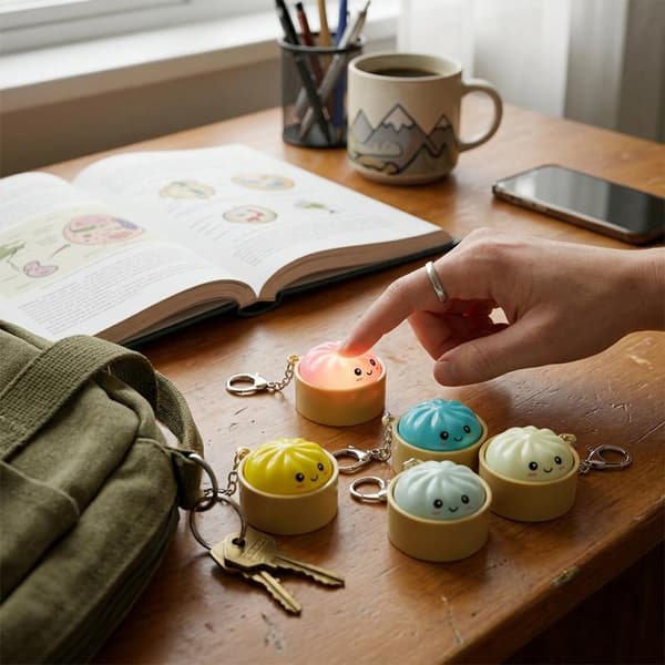Bao Bun Dumpling Keychain Keyboard Fidget Clicker With LED Light A5