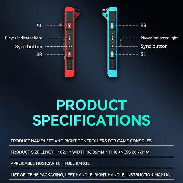Gaming venstre og høyre håndtak for Switch / Switch OLED / Switch Pro / Switch Lite / Switch Joycon White