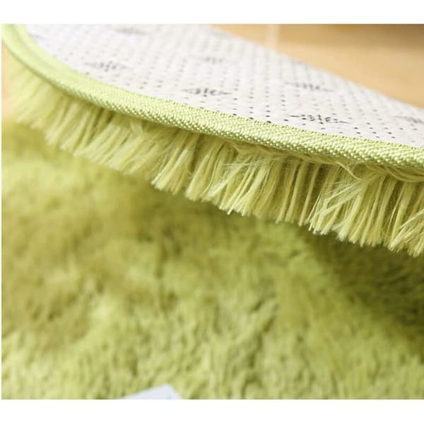 Large Fluffy Solid Round Rug for Modern Bedroom (Green 120