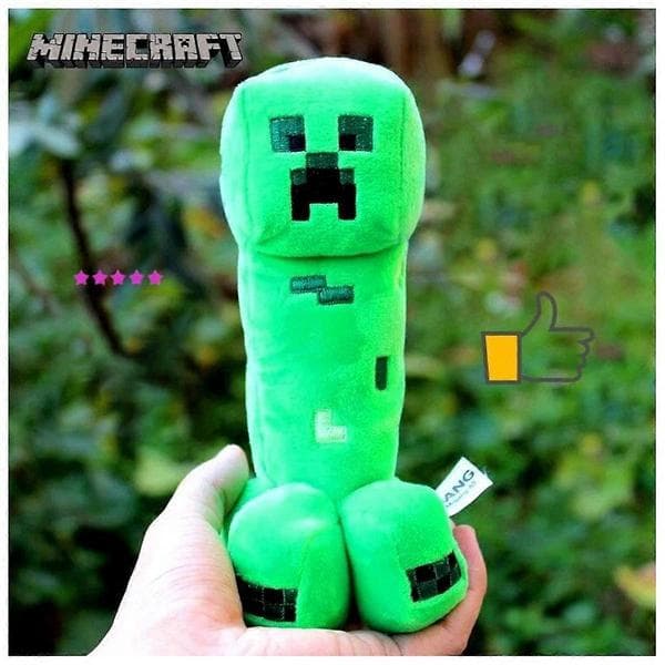 Minecraft Creeper Plys, Blød Polyester Velboa, 7-11 Tommer Sort Og Grøn Samlerlegetøj