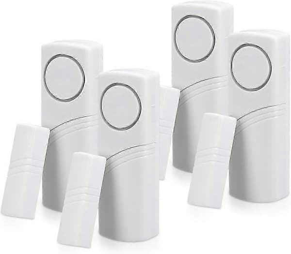 Trådlöst dörr-/fönsterlarm för hemsäkerhetssystem, 4-pack magnetisk sensor inbrottslarm med 100dB siren