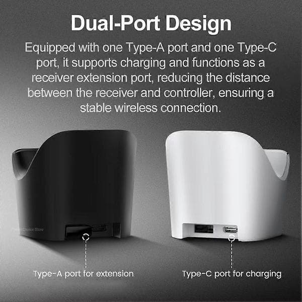 Opladerdock til GameSir Nova 2 Lite Super Nova Gamepads Ladestation Display Stand Smart Start Stop Opladning A Black