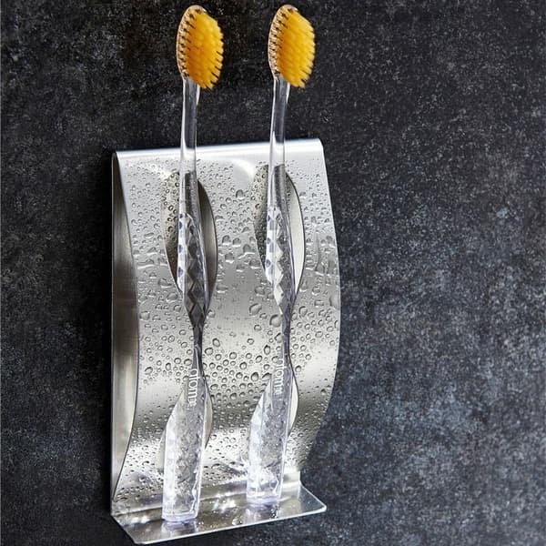 Stylish, smart toothbrush holder for 2 brushes - Water resistant! Silver silver
