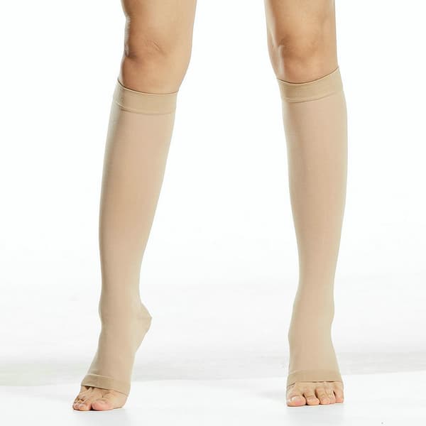 Elastic Topless Compression Stockings Support Open Toe Knee High Socks Leg Support Leggings Nude