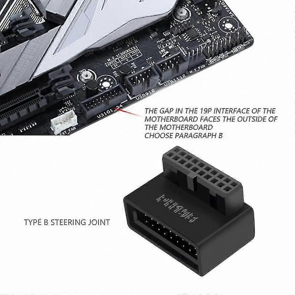 USB 3.0 intern header-adapterkonverterer for datamaskinens hovedkort Black