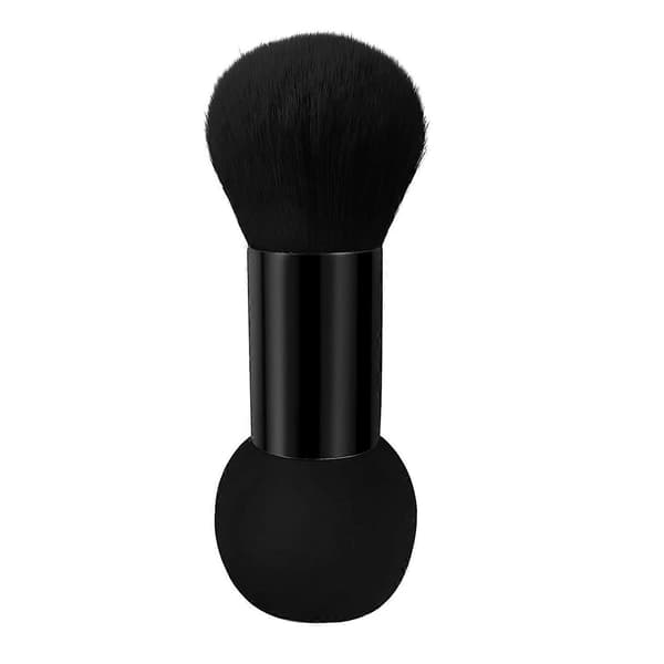 Dobbeltendet makeupbørste, foundation blending makeup svamp drevet kabuki børste til blending, blush