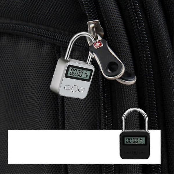 Timerlås med LCD-display og 99 timers USB-strøm Svart