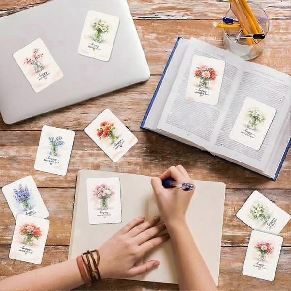 Kort til mamma Akvarell Blomstertrykk Takknemlighetskort 36 stykker Takknemlighetskort