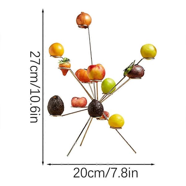 Exploding Fruit Bowl Centerpiece - Modern Metal Fruit Stand with 360 Degree Multi-Arm Display, Art Sculpture Bowl for Kitchen & Dining Table Decor