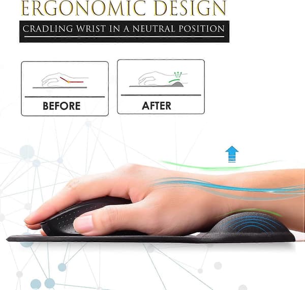 Ergonomisk musematte med håndleddsstøtte Gel musematte med håndleddsstøtte, komfortabel datamusmatte for bærbar PC, lindring