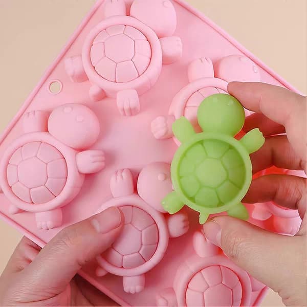 Mini sköldpaddor silikonform, havssköldpaddsformade silikonisbitsformar, sköldpaddor isbricka chokladgodis puddingbricka pink