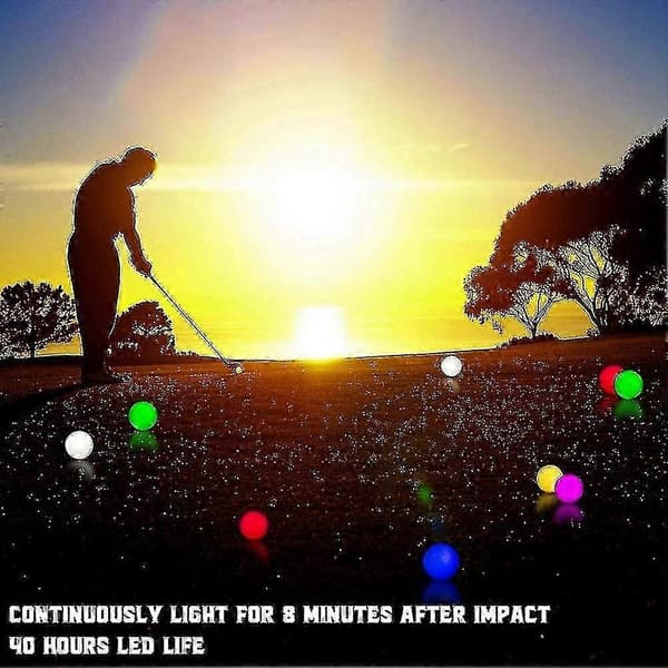 6 st LED-lysande golfbollar, blinkande lysande golfboll, nattglöd